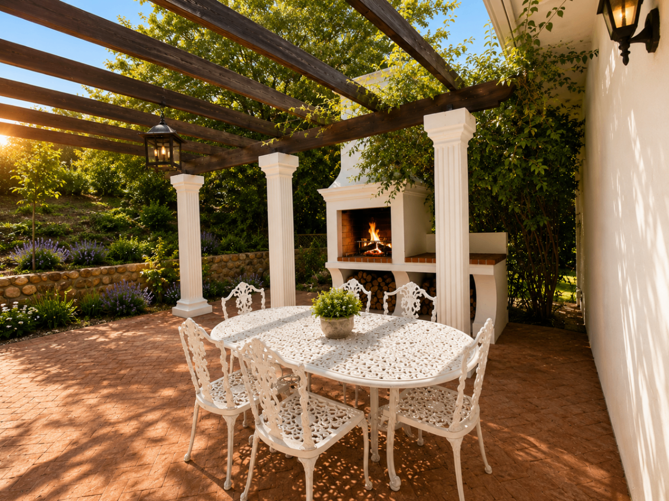 Wild Olive Manor House terrace with braai and outdoor dining